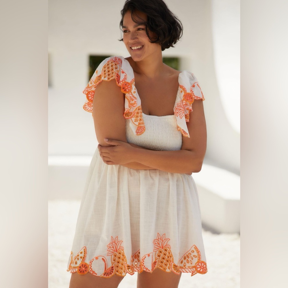 NWT By Anthropologie Flutter-Sleeve Square-Neck Mini Dress, Size XL